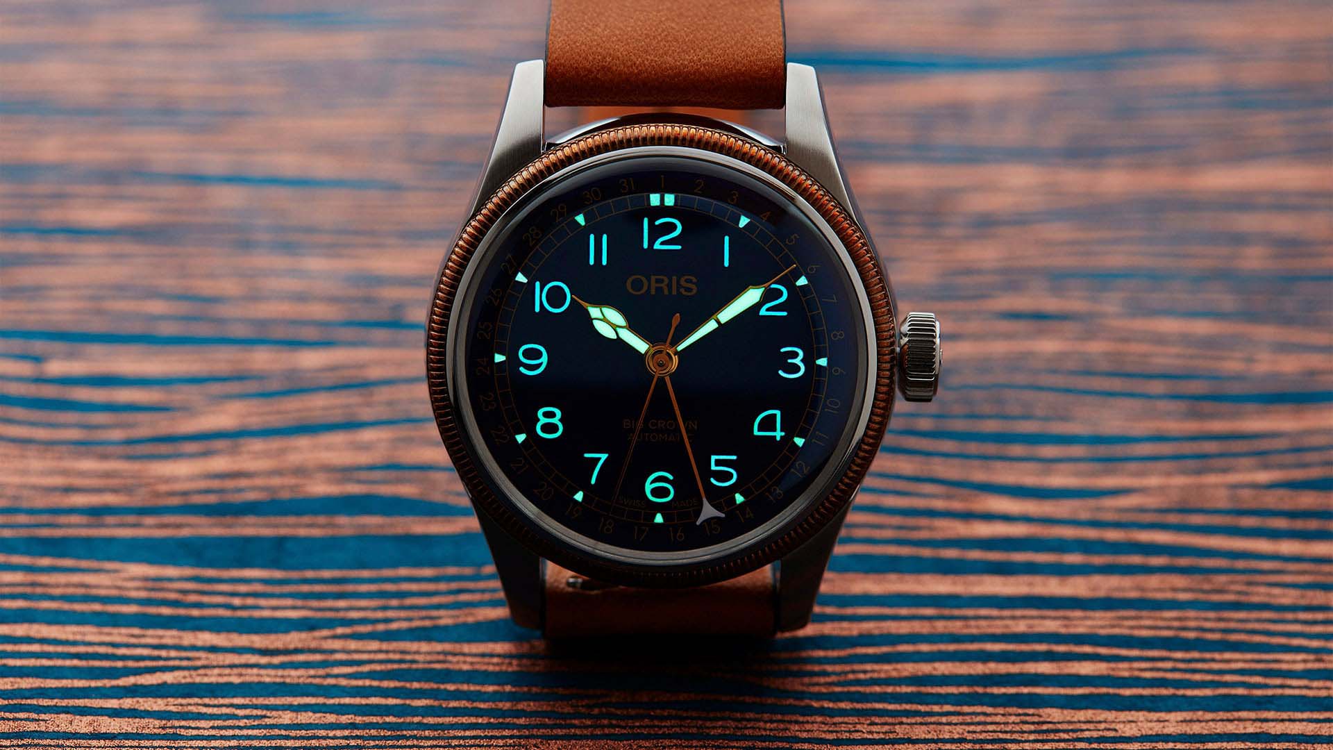 Oris Oris Big Crown Pointer Date 01 754 7741 4365-07 5 20 71 мужские часы синий циферблат на запястье